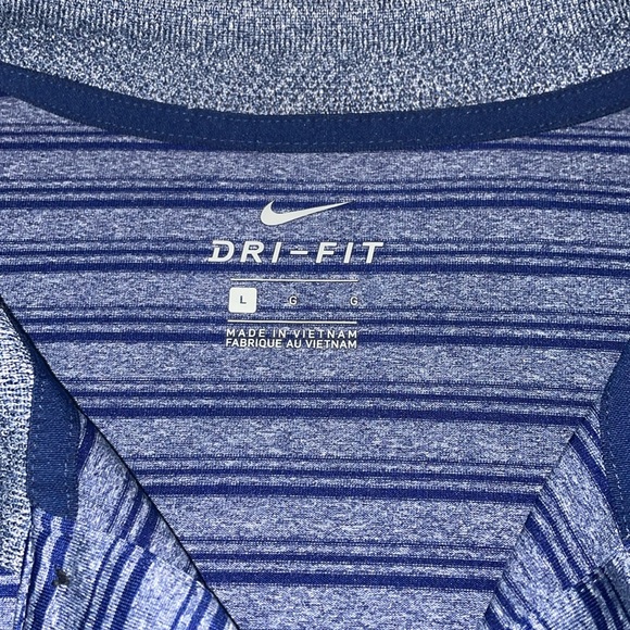 Mens Nike Golf Polo Large Blue Striped - Picture 3 of 3